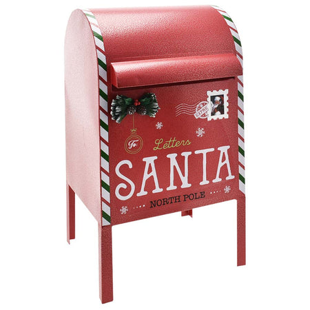 Cassetta Postale Buca Lettere di Babbo Natale Decorazione Natalizia Metallo 52cm