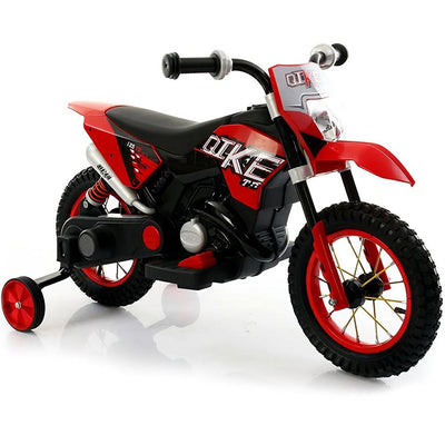 Moto Motocicletta Elettrica per Bambini Cross Rosso ruote in Gomma Minimoto 6V