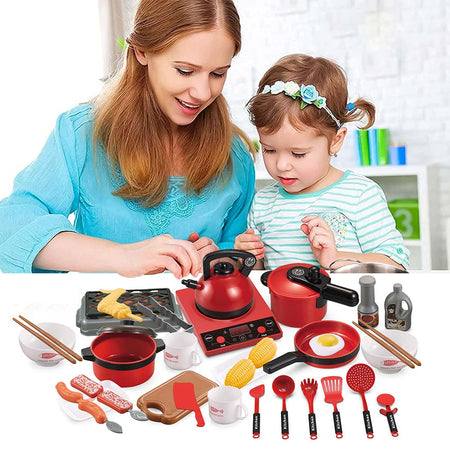 Set Kit 36 Pezzi da Cucina Giocattolo Gioco per Bambini con Suoni Realistico