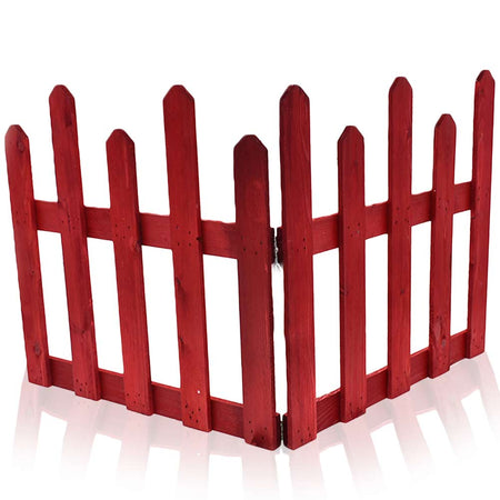 Steccato Natalizio in Legno Colore Rosso Decori 80x40cm Decorazione Natale