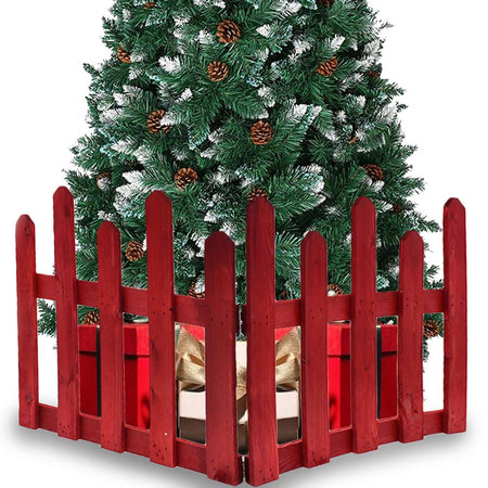 Steccato Natalizio in Legno Colore Rosso Decori 80x40cm Decorazione Natale