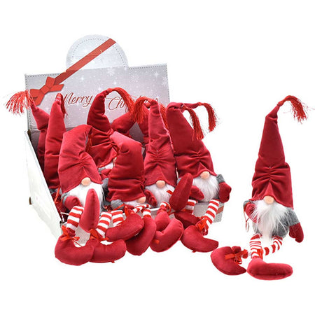 Set Kit 6 Gnomi Decorazione Natalizia Albero di Natale Altezza 45cm Colore Rosso