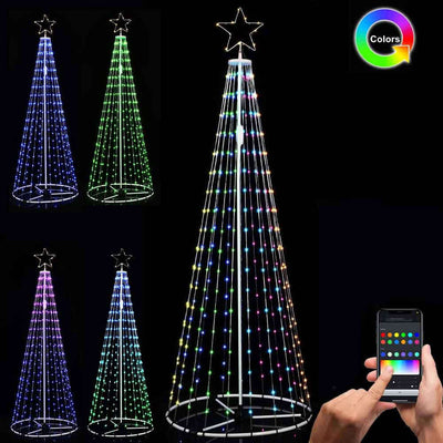 Albero Natale Luminoso 224 cm con 324 LED RGB App Smart Control Luci per Esterno