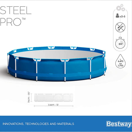 Piscina Bestway 366 x 76 cm Steel Pro 6473 Litri con Cartuccia e Pompa Filtrante