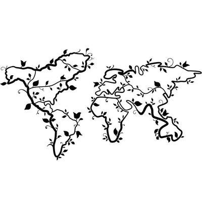 Decorazione Artistica Mappa del Mondo in Metallo Nero da Parete 110 x 61H cm