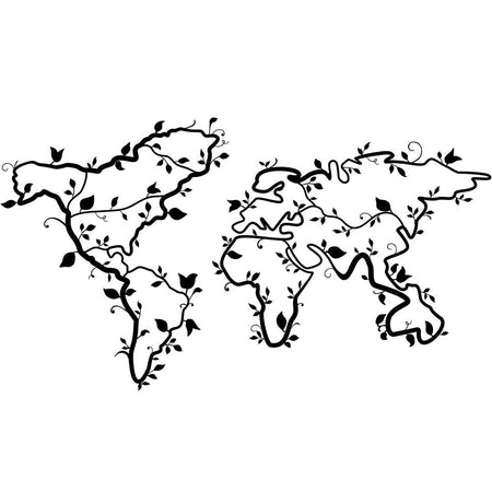 Decorazione Artistica Mappa del Mondo in Metallo Nero da Parete 110 x 61H cm
