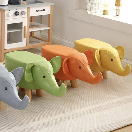 Poggiapiedi Sgabello Basso Forma Elefante Animale Pouf per Bambini Colore Senape