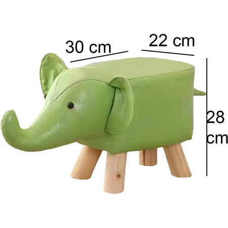 Poggiapiedi Sgabello Basso Forma Elefante Animale Pouf per Bambini Colore Verde