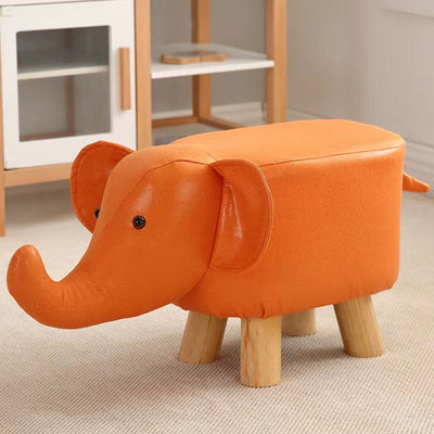 Poggiapiedi Sgabello Basso Forma Elefante Animale Pouf Bambini Colore Arancione