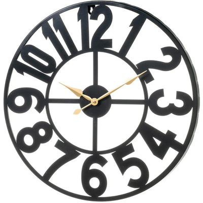 Orologio da Parete Silenzioso Nero in Metallo Design Contemporaneo 60x60x3,5 cm