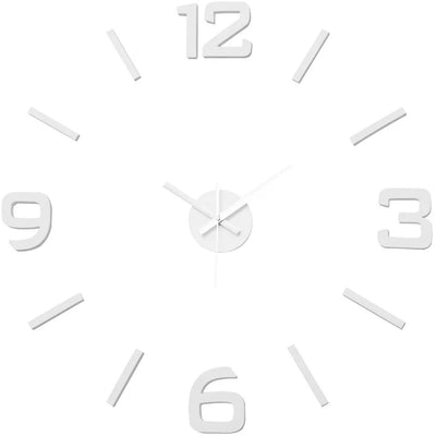 Orologio Sticker da Parete Silenzioso Bianco Plastica Design Contemporaneo 60 cm