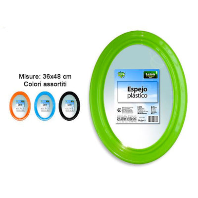 Specchio in plastica ovale colorato per cameretta bagno 36 x 48 centimetri