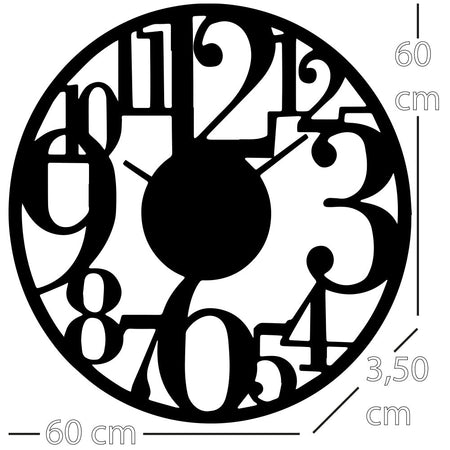 Orologio da Parete in MDF Silenzioso Marrone Design Contemporaneo 60x3,50x60 cm