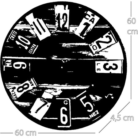 Orologio da Parete in MDF Silenzioso Multicolore Design Vintage 60x4,50x60