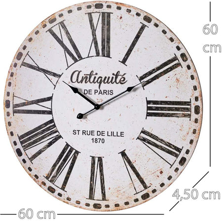 Orologi da Parete Silenzioso Numeri Romani Legno Beige Vintage Diametro 60 cm