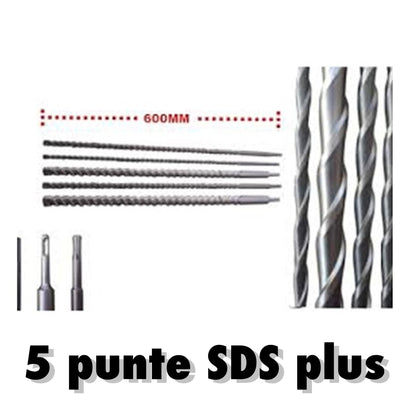 Punte giganti 600mm SDS Plus set 5 pezzi per muro cemento calcestruzzo Fai da te/Utensili elettrici e a mano/Accessori per utensili elettrici/Set punte per trapani Trade Shop italia - Napoli, Commerciovirtuoso.it