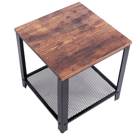 Tavolino Caffe Divano Salotto Quadrato Design Moderno Industriale Legno Metallo