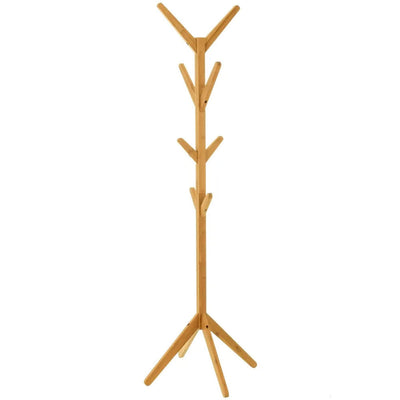 Attaccapanni Appendiabiti a Piantana Bambù 8 Ganci Colore Naturale 60x60x176 cm