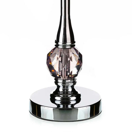 Lampada da Tavolo Design Classico Lume Silver per Comodino Paralume in Tessuto