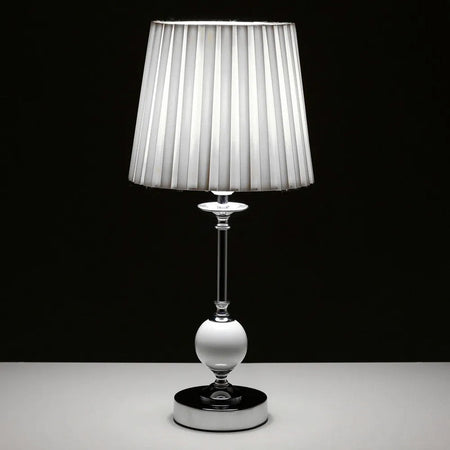 Lampada da Tavolo Porcellana Bianco Lume Comodino Paralume Tessuto 44,5x21x21 cm