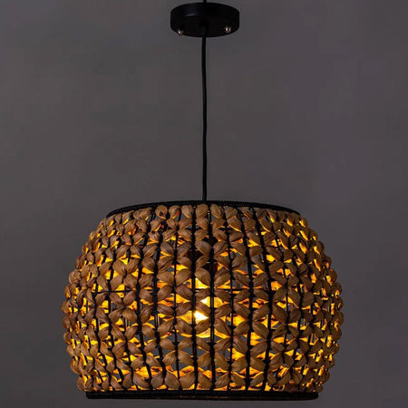 Lampadario Sospensione Design Moderno Lampada Paralume Fibra Naturale 35 cm