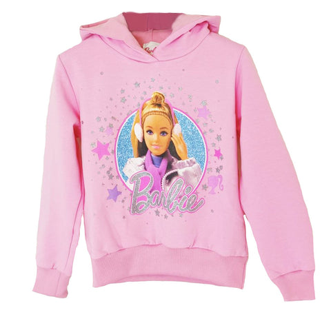 Barbie Felpa Con Cappuccio Bambina Interno Felpato 100% Cotone