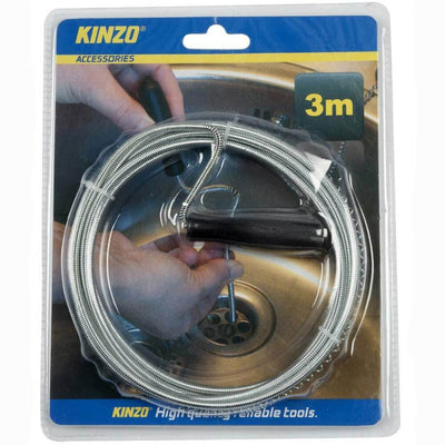 Laccio sturalavandini 3 metri in acciaio flessibile e manico in plastica Kinzo