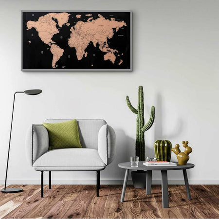 Poster Mappamondo da Grattare Cartina Geografica Mappa del Mondo 60x40 Nero Muro