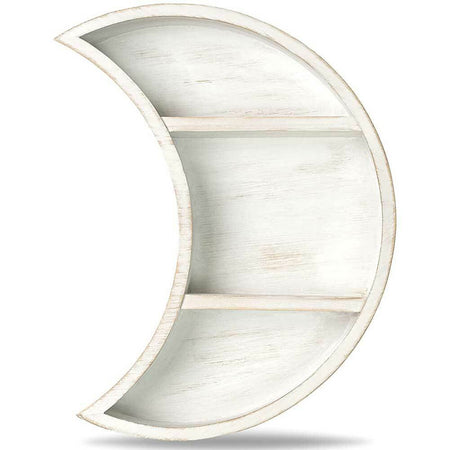 Mensola Parete Forma Luna 3 Mensole Ripiani Design Moderno Scaffale Legno Bianco