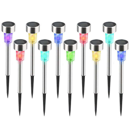 10 Lampade da Giardino ricarica solare Paletti solari Tecnologia LED Luce Color