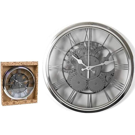 Orologio da Parete 30 CM Numeri Romani Stile Classico a Batterie Colore Argento