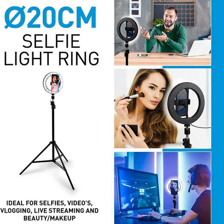 Anello Luminoso Treppiedi Luce Selfie Tik Tok LED Lampada Ring Light Video 20cm