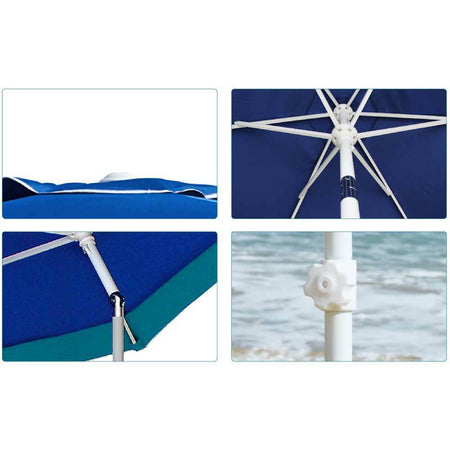 Ombrellone Mare Spiaggia Giardino Acciaio Grande 210cm Turchese Blu con Custodia