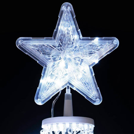 Albero Natale Luminoso 220cm 592 LED BLU 8 Giochi Luce Metallo Esterno
