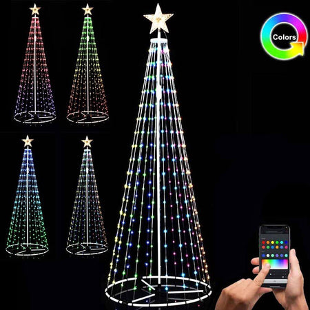 Albero Natale Luminoso 220 cm con 324 LED RGB App Smart Control Luci per Esterno