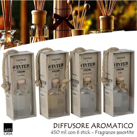 Diffusore Aromi Essenze XL 450ML Profumo Ambiente + 6 Sticks Deodorante Casa