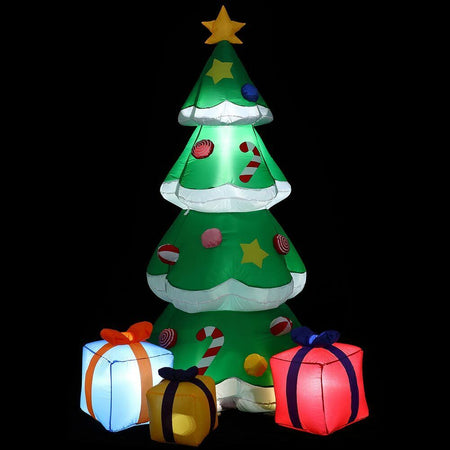 Gonfiabile Albero di Natale Regali 210cm Luci LED Decorazioni Natalizie Esterno