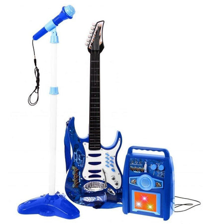Chitarra Elettrica Microfono Cassa Amplificatore MP3 Giocattolo Bambini Blu