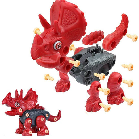 Dinosauro Triceratopo da Montare Giocattolo Bambini Costruzioni con Avvitatore