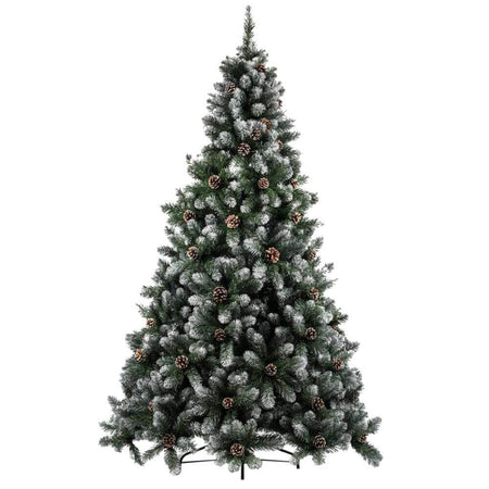 Albero Di Natale Innevato Marilleva 210 cm 1098 Rami Super Folto con Pigne