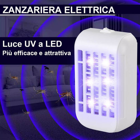 Set 2 Zanzariera Elettrica Anti Zanzare Mosche Luce 4 LED UV Elettroinsetticida