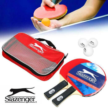 Set 6 Pezzi Ping Pong Racchette Palline Borsa Trasporto Slazenger Sport Tennis