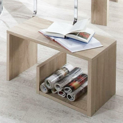 Tavolino Caffe Divano con Ripiano Portariviste Design Moderno 59x36x38cm Quercia