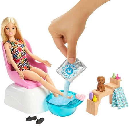 Barbie Manicure Pediure Spa Bambola con Cucciolo e Accessori Giocattolo Bambini