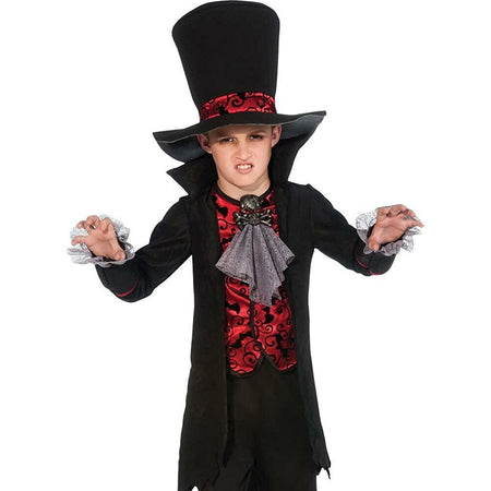 Costume Lord Vampiro Bambino 3-4 Anni con Giacca e Cappello Halloween Carnevale