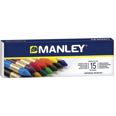 Confezione 15 Pastelli a Cera Colori Assortiti Disegno Scuola Casa Manley