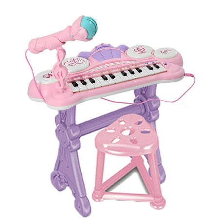 Pianola Tastiera Giocattolo Bambini 24 Tasti Microfono Attacco Mp3 e Supporto