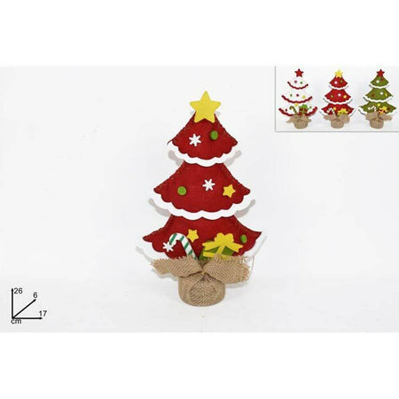 Albero di Natale in Tessuto Feltro con Base in Juta 25 cm Decorazioni Natalizie