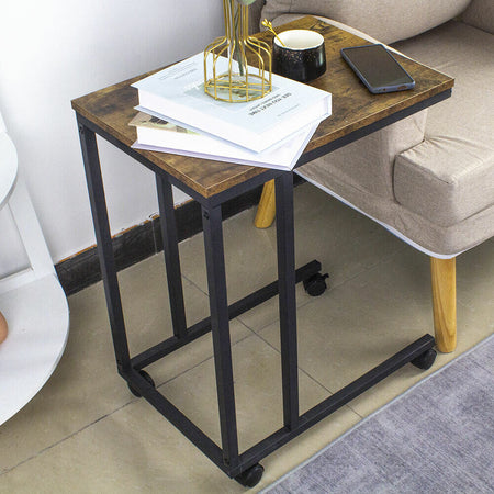 Tavolino da Caffe Porta Pc Laterale Divano Letto Metallo legno con Ruote Moderno