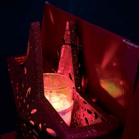 Puntale Proiettore LED Albero di Natale Forma Stella Rosso Effetti di Luce RGB